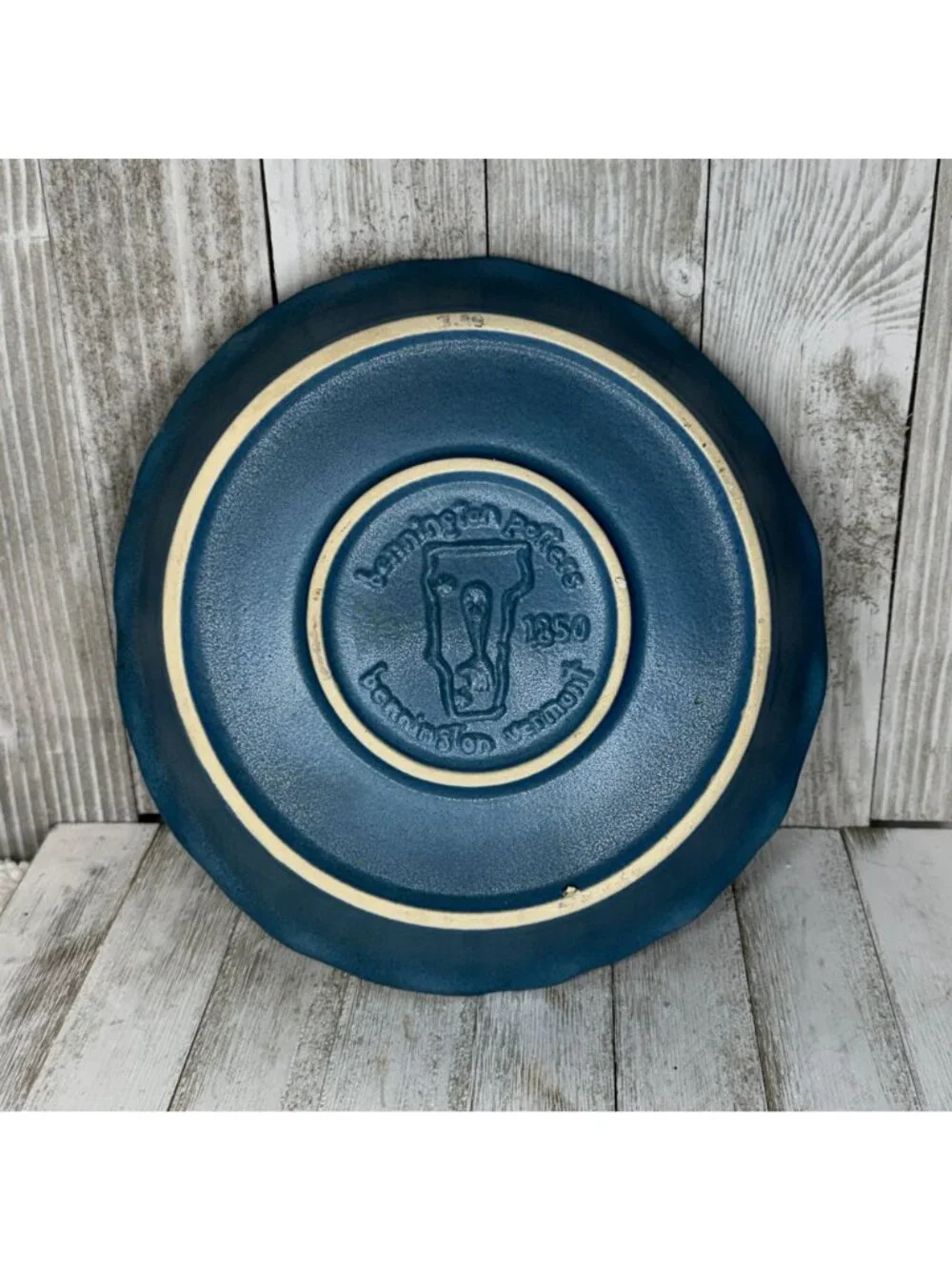 Vintage Bennington Potters Centerpiece Pie Pan Blue